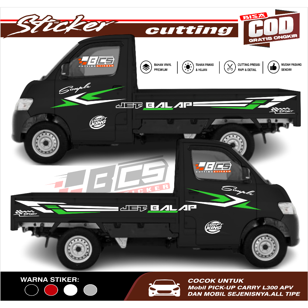 [COD] 2PCS PROMO Aksesoris Mobil Pick Up Daihatsu Grandmax stiker mobil pick up grand max full body
