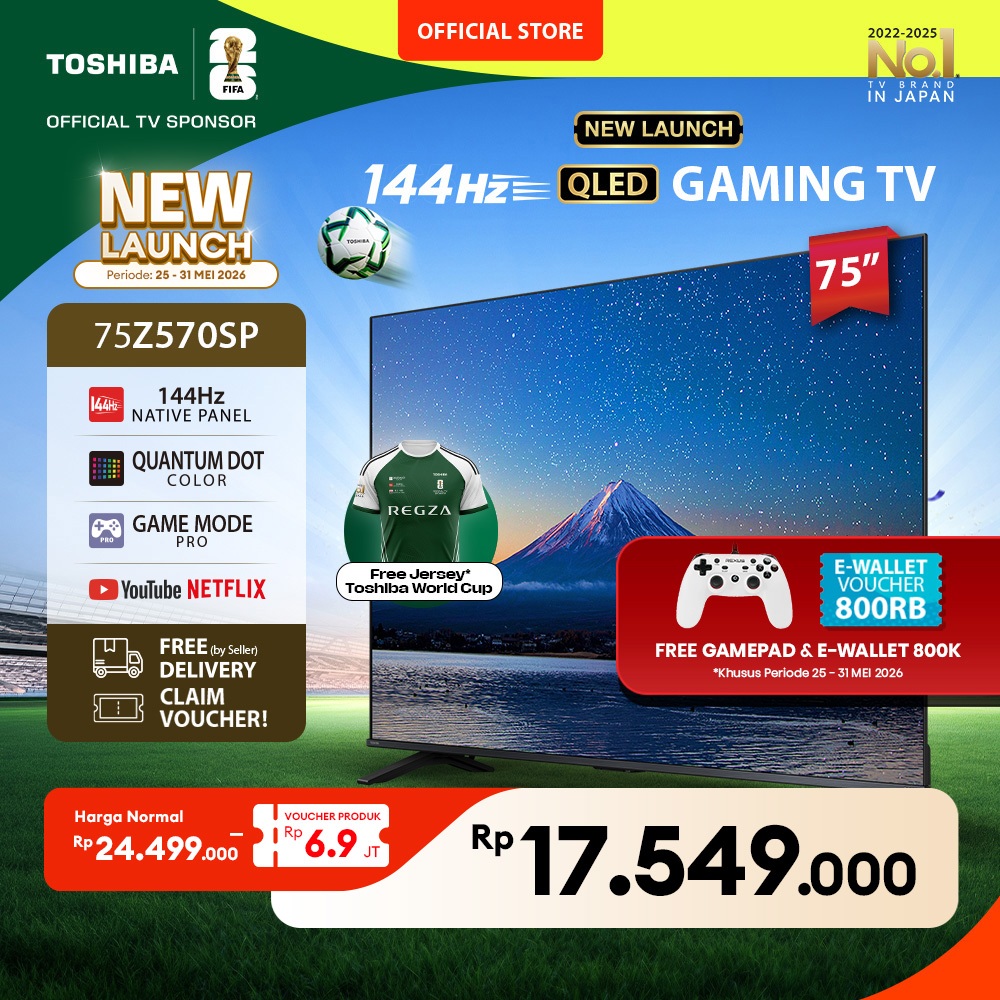 [AI 4K Native 144Hz QLED TV] Toshiba 75" 4K UHD Gaming AI Smart TV - Dolby Vision IQ Dolby Atmos HDR