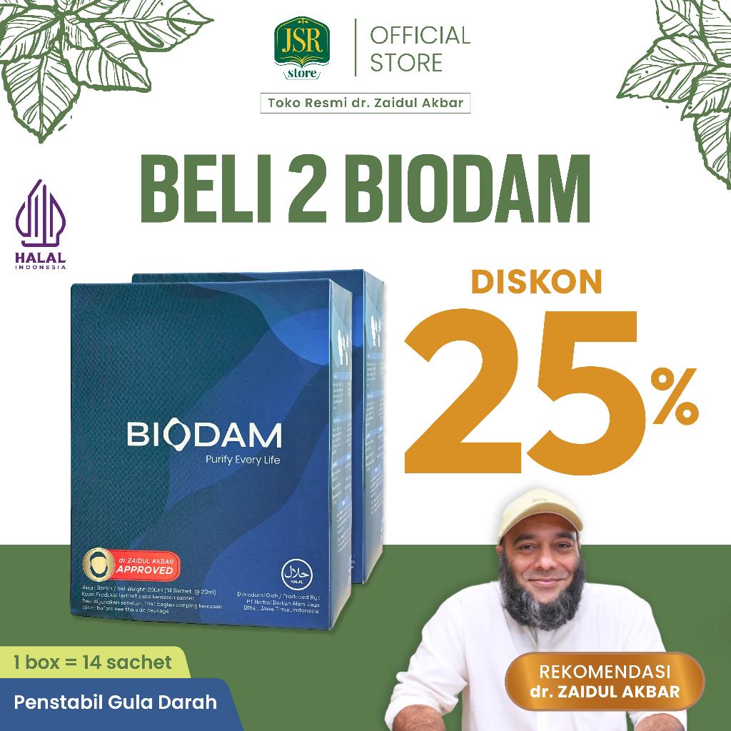 SPECIAL PAYDAY - BELI 2 DISC 25% JSR Biodam dr Zaidul Akbar Jaga Kestabilan Gula Darah, Herbal Pence