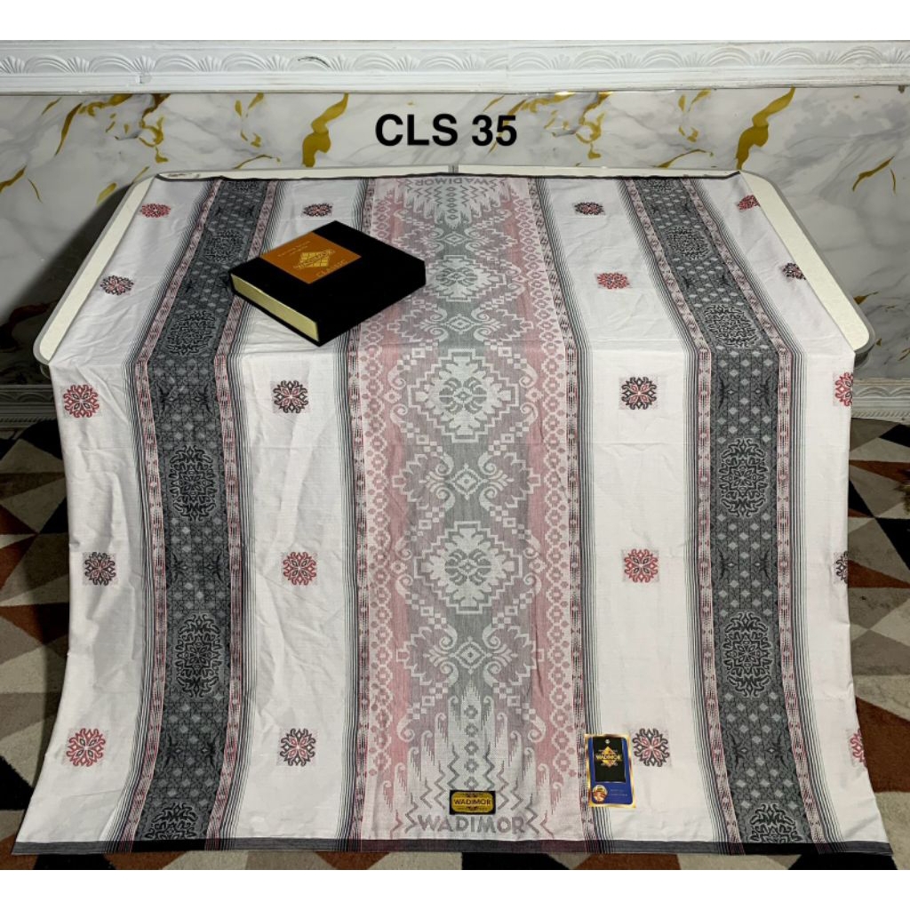 sarung wadimor clasic putih/hitam songket motif terbaru