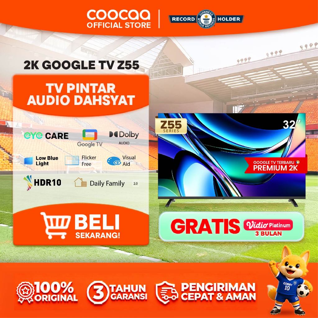 [TERBARU] COOCAA TV 32 inch Z55 - Google TV - Eye Care 5.0 - Dolby Audio - HDR10 -  (COOCAA 32Z55)