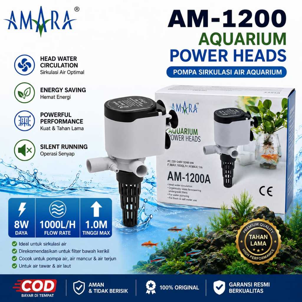 Mesin Pompa Filter Aquarium Aquascape Amara AM-1200A