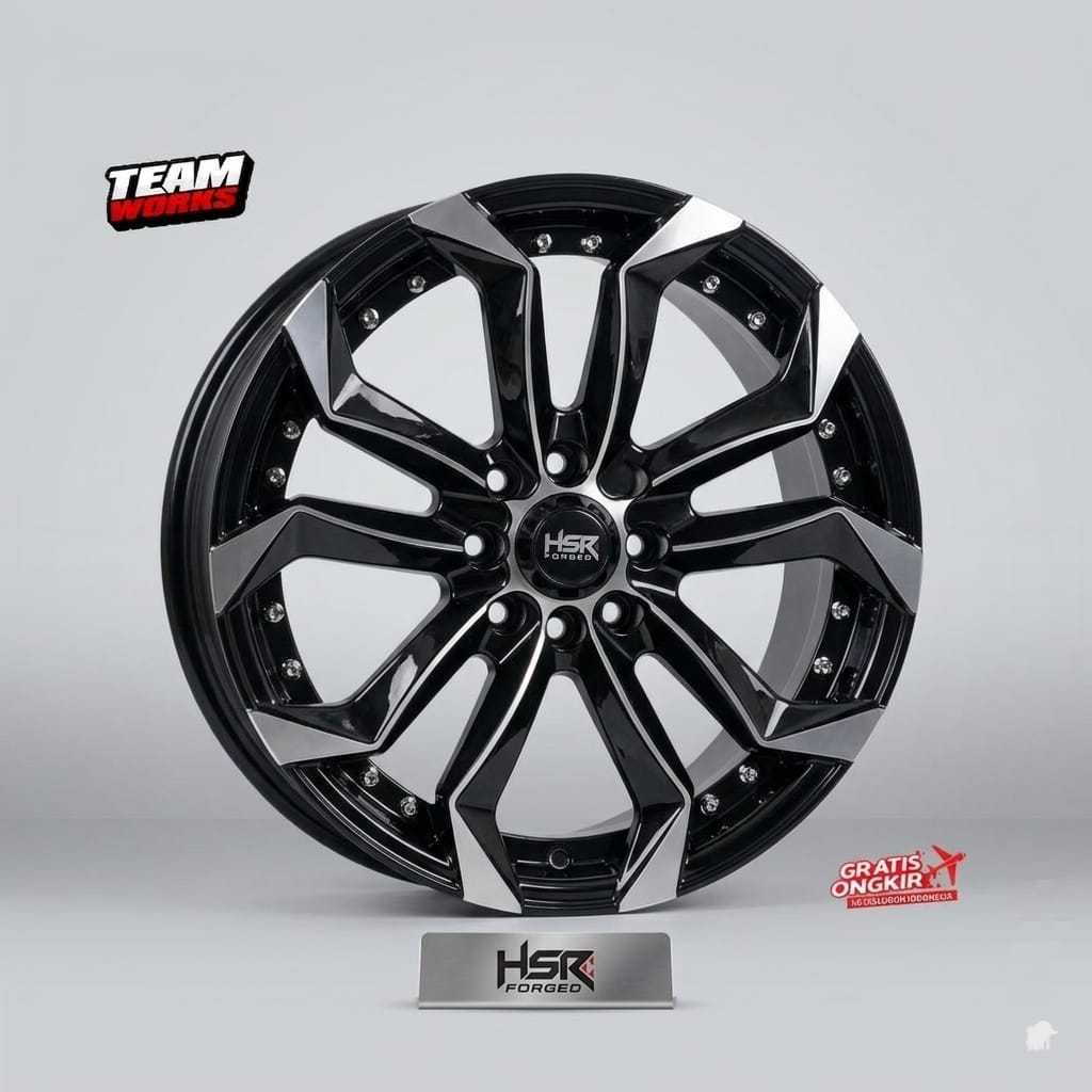 VELG MOBIL RING 16 HSR LABANG PCD4X100/4X114,3 LEBAR 7 AVANZA VINFAST JAZZ CAYLA BLACK POLISH R16