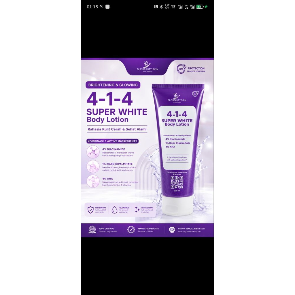 Dlf beauty skin 4-1-1 super white body lotion
