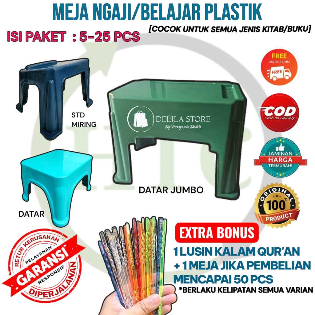 [PAKET HEMAT] MEJA NGAJI & BELAJAR | LEKAR QURAN PLASTIK HTC