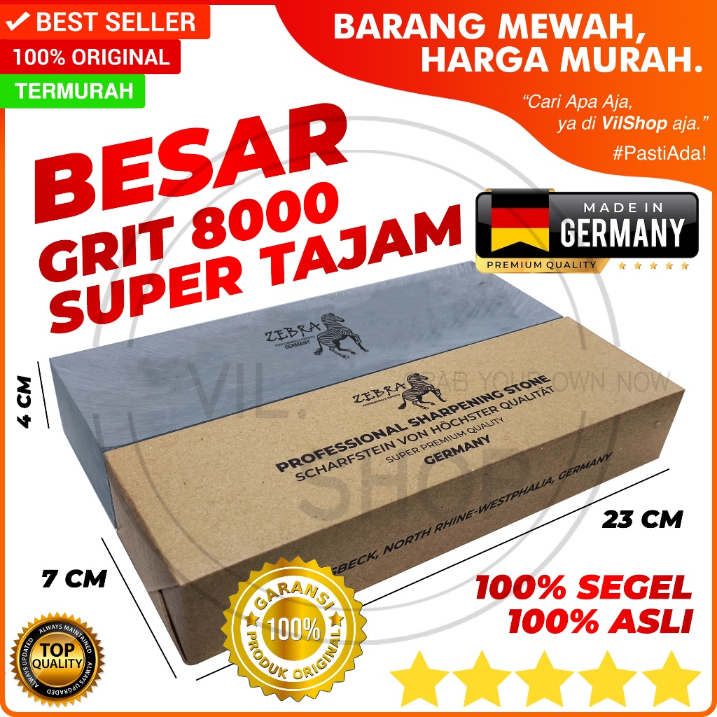 BATU ASAH BESAR HALUS GRIT 8000 JERMAN ZEBRA ASLI BAGUS 23 CM PISAU CUKUR MESIN CUKUR 20 CM 8" BATU 