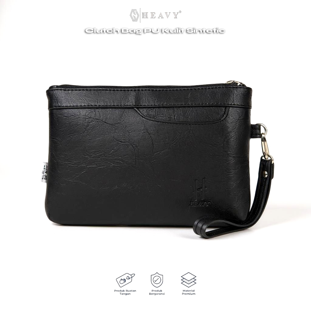 Tas Handbag Heavy Pria Wanita Uniseks Premium Kulit PU Sintetic Clutch Tas Pegang Tangan
