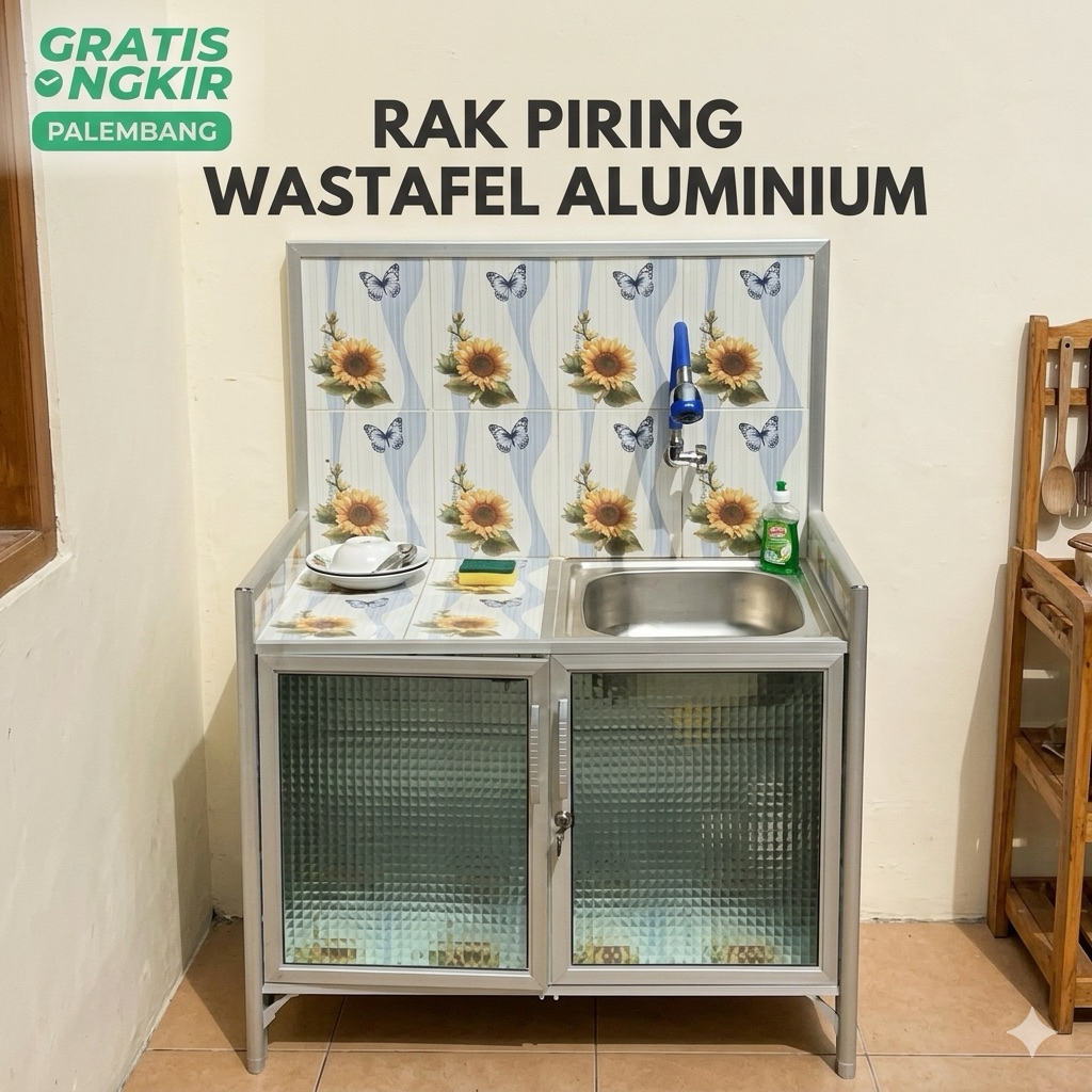 Rak Piring Wastafel Alumunium 2 pintu Rak Piring Aluminium Rak Wastafel Rak Cuci Piring Rak Dapur Ki