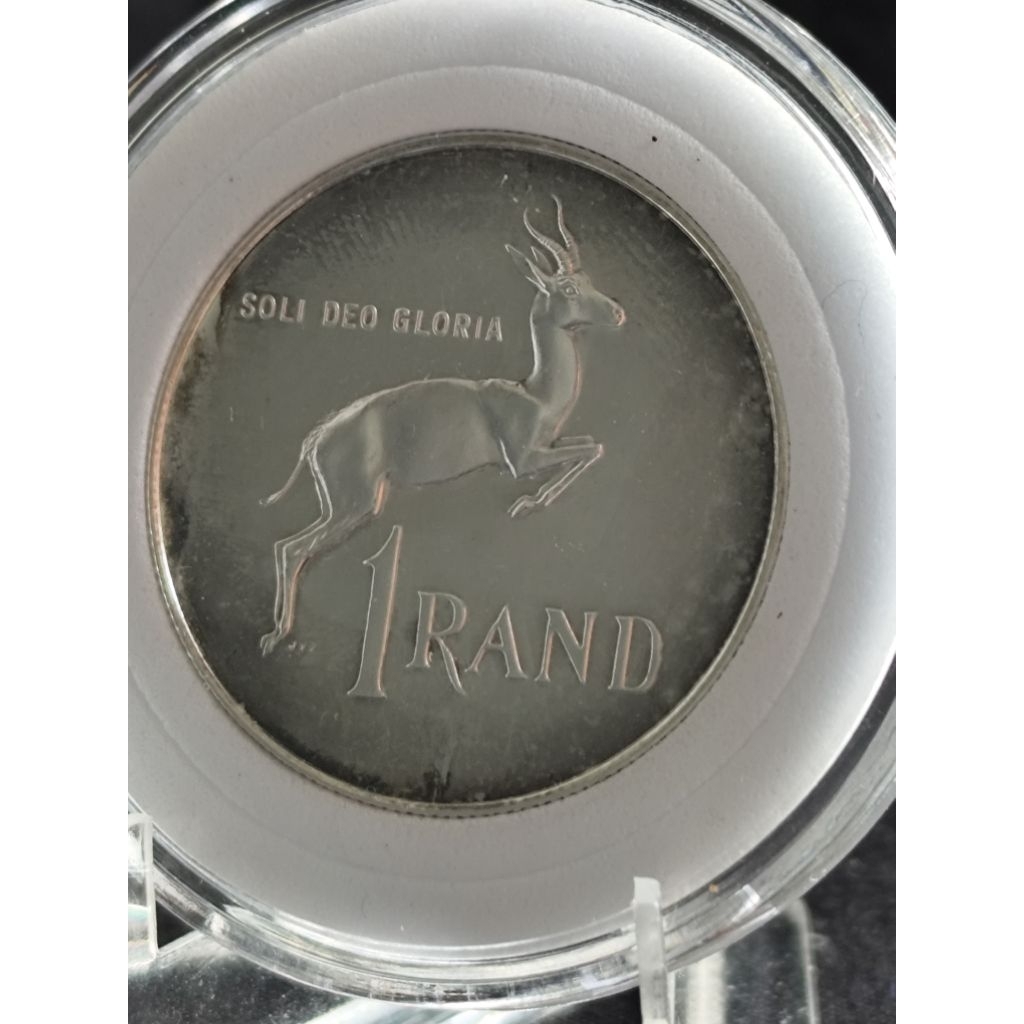 koin perak kuno asli 1 Rand suid africa proof 1983