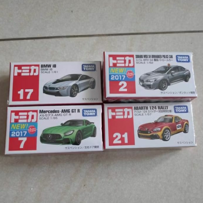 tomica 4pcs 17 7 2 21 bmw i8 Mercedes AMG GT r Subaru wrx s4 unmarked police car fiat Abarth rally