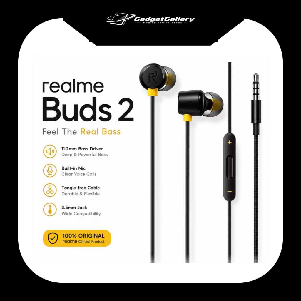 Realme Buds 2 Earphone Musik Gaming Mic HD Bass Kuat Original
