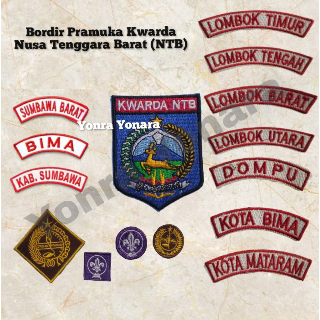 Atribut Bordir Pramuka Logo Lokasi Kwarda NTB Putra Putri Provinsi Nusa Tenggara Barat