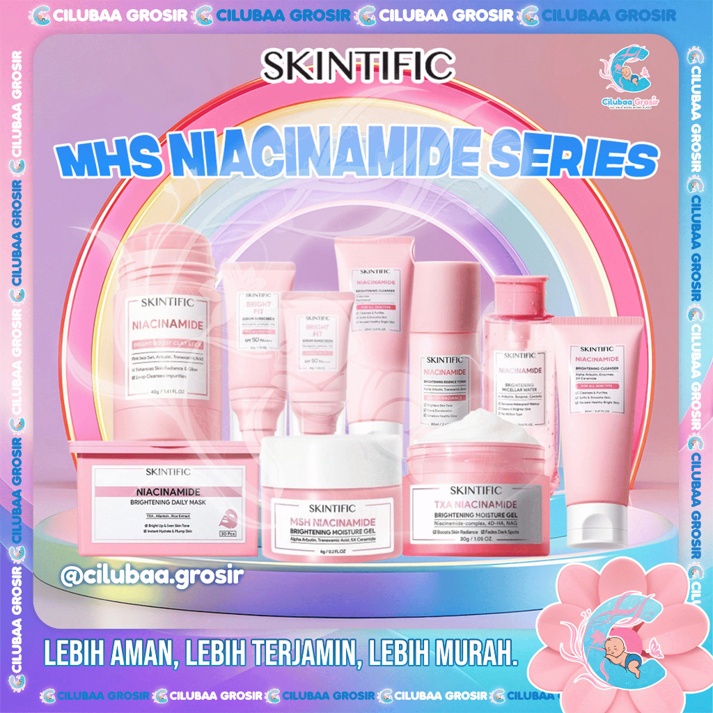 SKINTIFIC MSH Niacinamide || Bright Cleanser || Essence Toner || Moisture Gel || 10% Niacinamide Ser