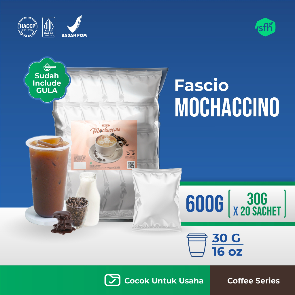 FASCIO - Bubuk Minuman Moccacino Coffee 30 gr Isi 20 Pcs / Serbuk Minuman Rasa Moccacino Coffee Inst