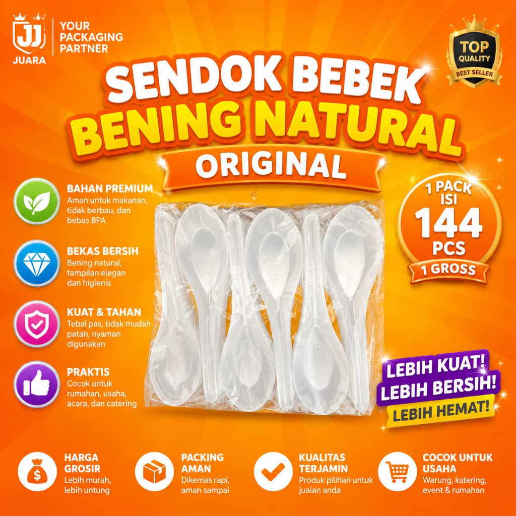Sendok plastik bebek bening natural bahan original food grade