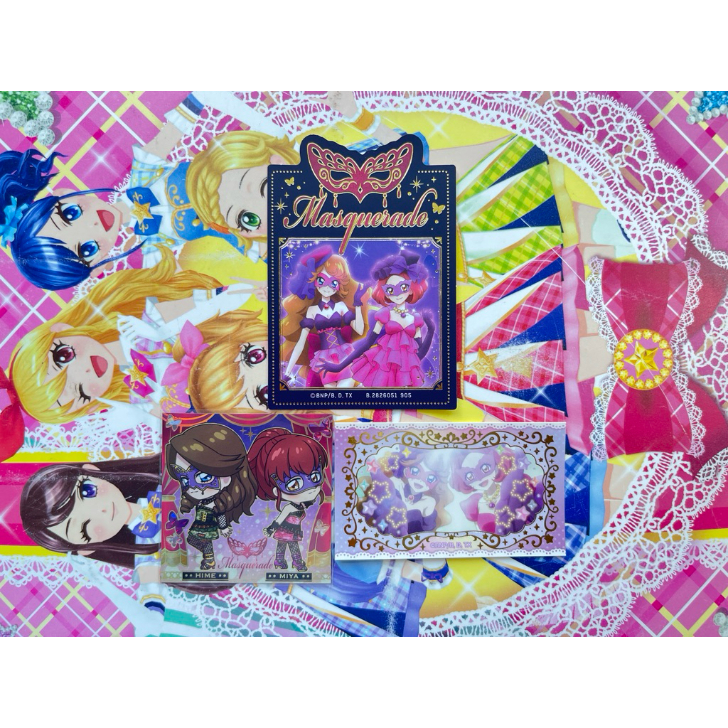 Sticker Kartu Aikatsu Masquerade Official Merchandise Hime Miya Orihime Mitsuishi Ringo Hoshimiya Or