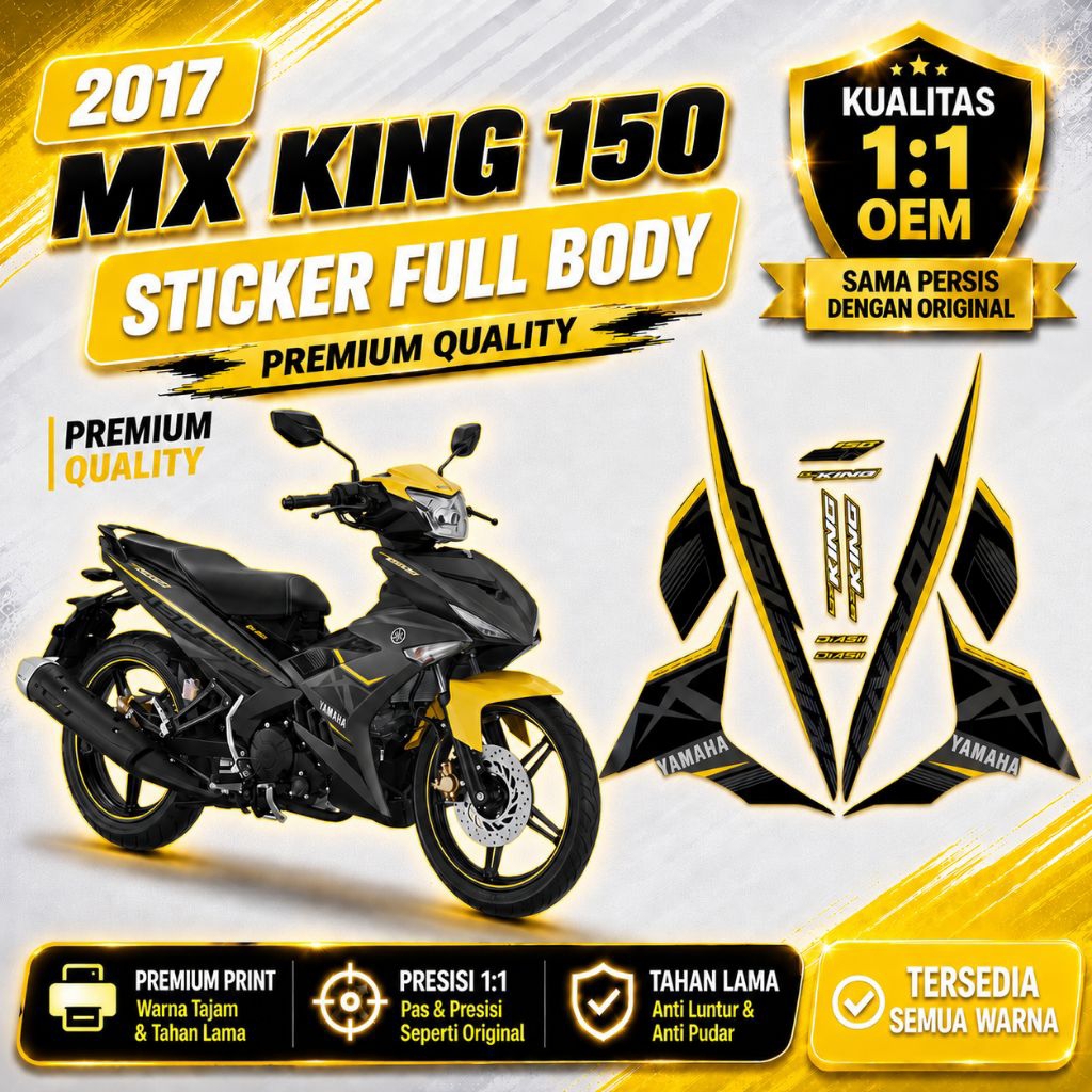 STRIPING YAMAHA MX KING 2017 KUNING BIRU MERAH SILVER ABU STICKER LIS LIST MX KING 2017 KUNING BIRU 