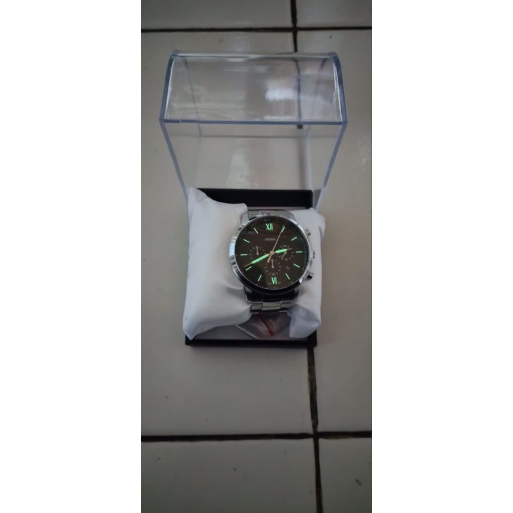 Jam Tangan Fossil FS5384 Chronograph Original - Silver Black Dial