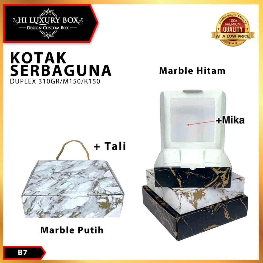 Kotak Kado Baju - Kotak Mika Marble - Kotak Souvenir - Box Hampers 25x25x7 - B7 (10-11)
