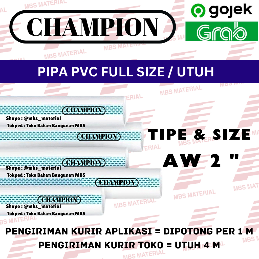INSTANT & SAME DAY | Champion AW 2" - Pipa PVC / Peralon / Paralon (2 INCH)