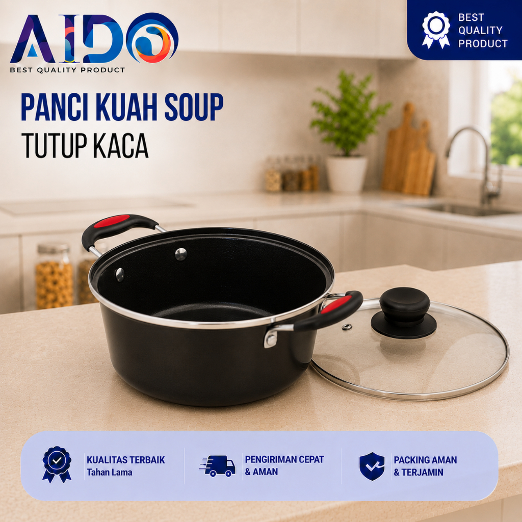 Panci Sop Banyak Ukuran / Panci Sop Enamel Stainless / Soup Pot Panci Susu Enamel