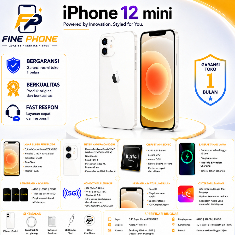 IP 12 Mini 64GB 128GB SECOND LIKE NEW 100% ORIGINAL Bergaransi