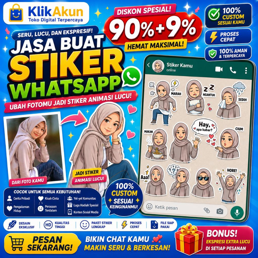 JASA PEMBUATAN STIKER WA PROFESIONAL FOTO ASLI JADI ANIMASI STIKER WHATSAPP LUCU BEBAS EMOT BEBAS TU