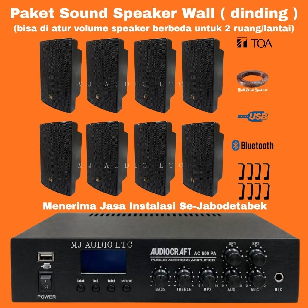 Paket Sound Musik Cafe 8 Titik Speaker TOA ZS-1030  Original Ampli Bluetooth