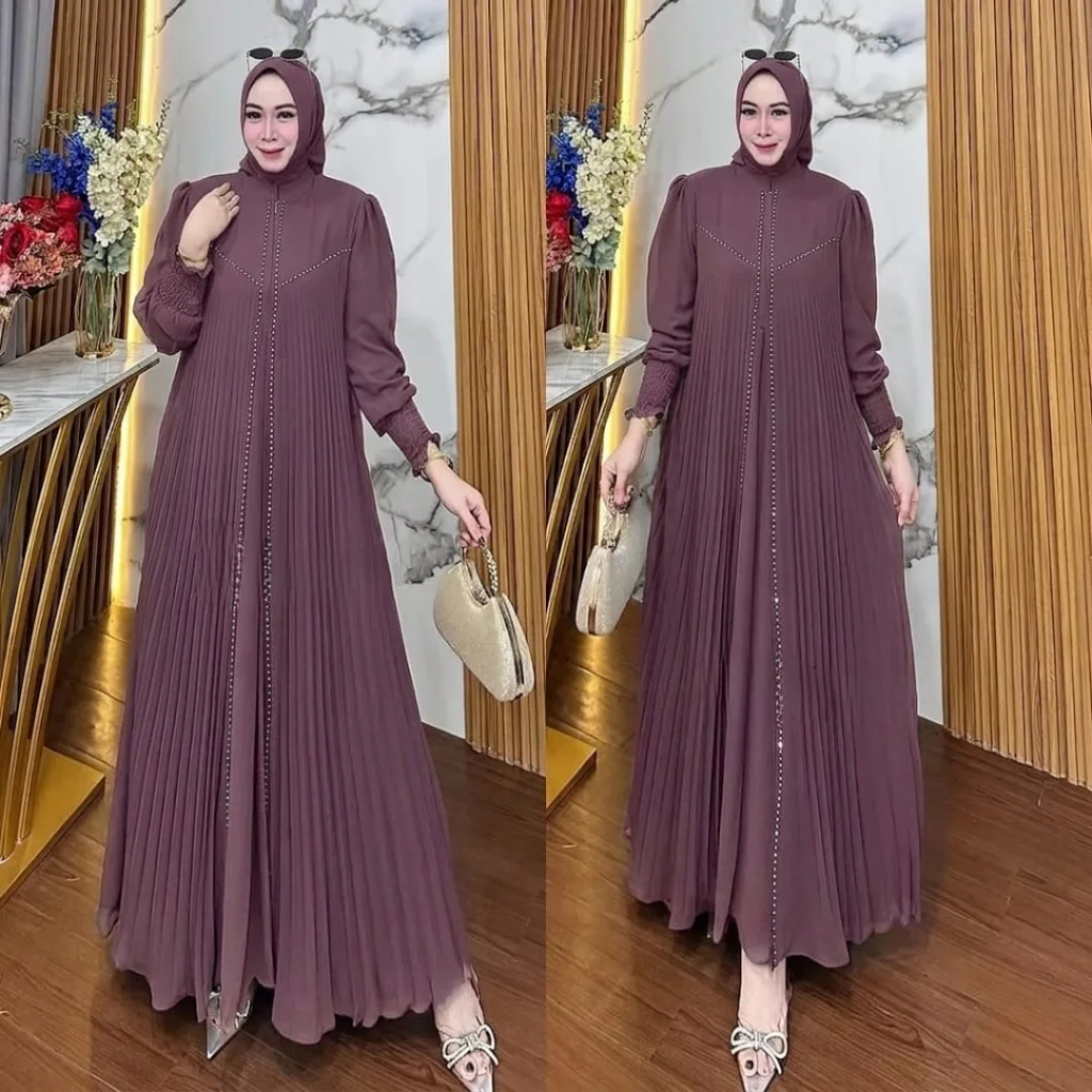 Maleafashion Shakira Dress Premium Ceruty Babydoll Dress Muslimah Viral Gamis Kondangan Terbaru