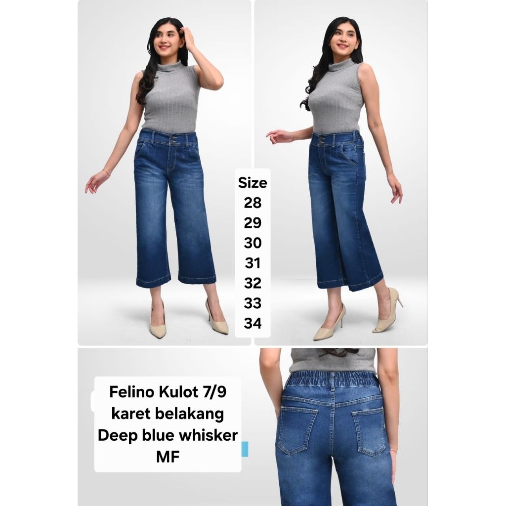 FELINO KULOT 7/9 KARET BELAKANG DEEP BLUE WHISKER
