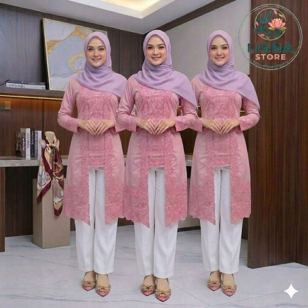 Atasan Kebaya Encim Tunik Model Kutu Baru Baju Encim Modern Tunik Kutu Baru Model Lengan Panjang