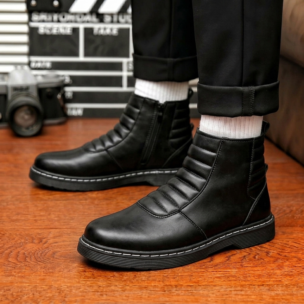Sepatu Formal Pantofel Hitam Resleting Boots Docmart Pria