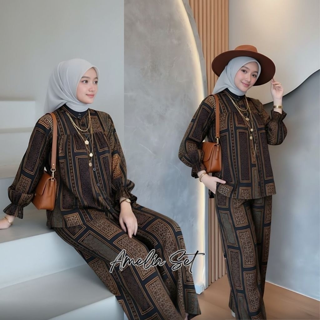 SAREZA - Setelan Wanita kekinian Anjani set celana kulot rayon viscose