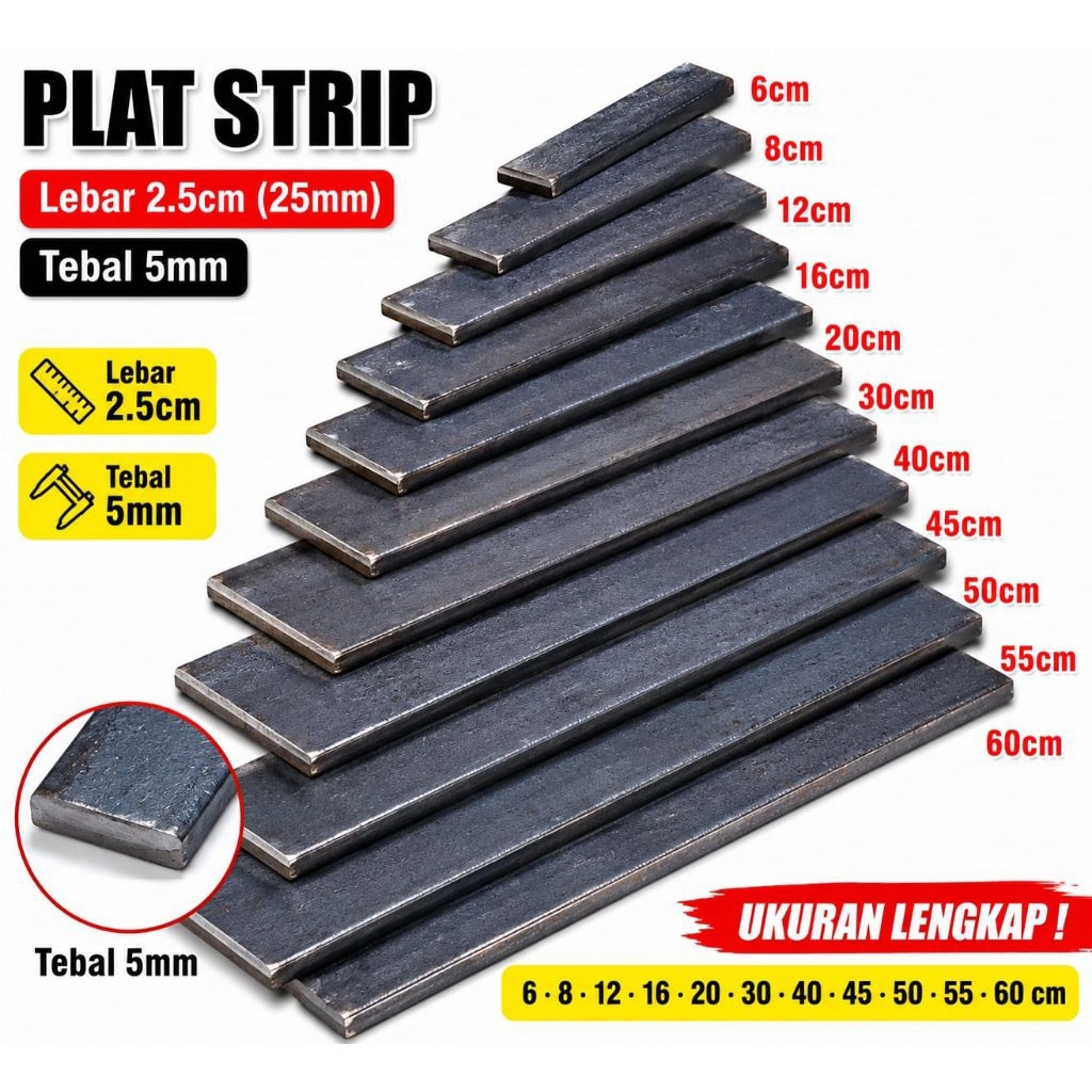 plat strip besi lebar 2.5cm tebal 5mm