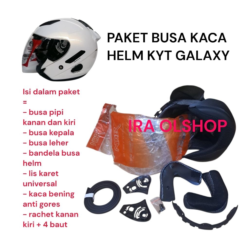 KYT Busa Helm Galaxy Putih & Kaca Helm Anti Gores Coating Baut Rachet 4 Pcs Al Size M Fit L untuk KY