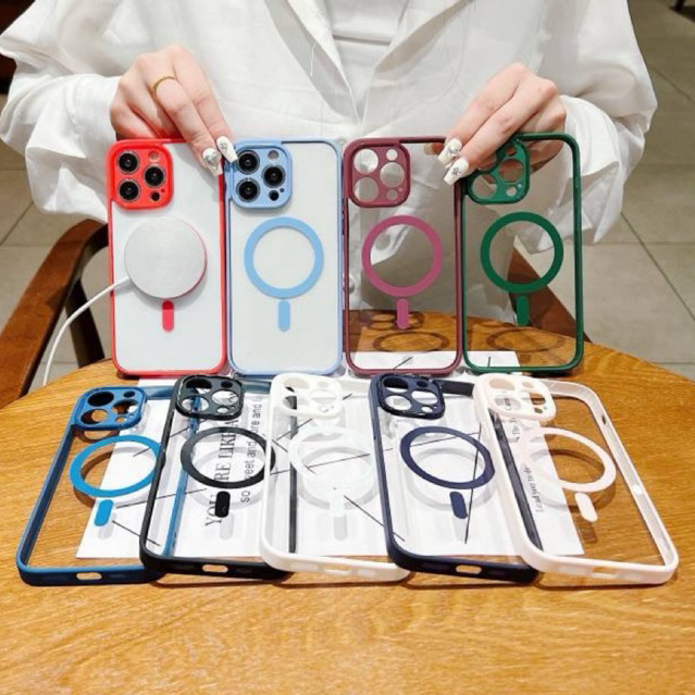Case Clear Magnetic Rainbow IPHONE 11 12 13 14 14+ 15 15+ PLUS PRO MAX Magsafe / Wireless Charging