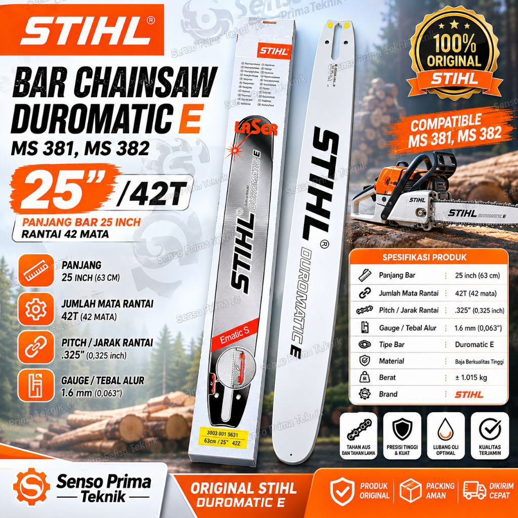 BAR CHAINSAW STIHL 25"/42T MS381,MS 382 BAR SENSO/SINSO STIHL 25 INCH/42T