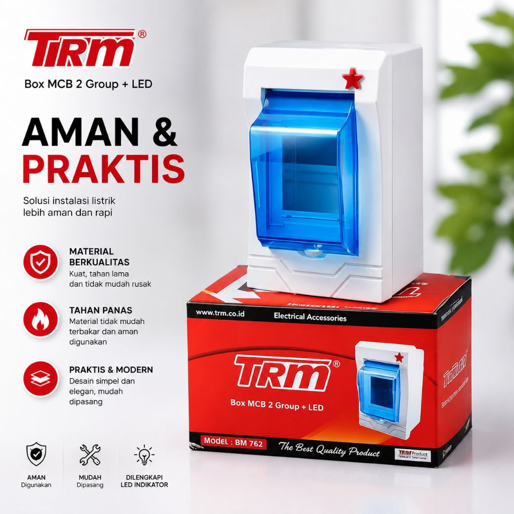 Box Mcb 2 Group Tanam Tempel Inbow Outbow TRM Distribution + Lampu Indikator Putih IB/OB SNI