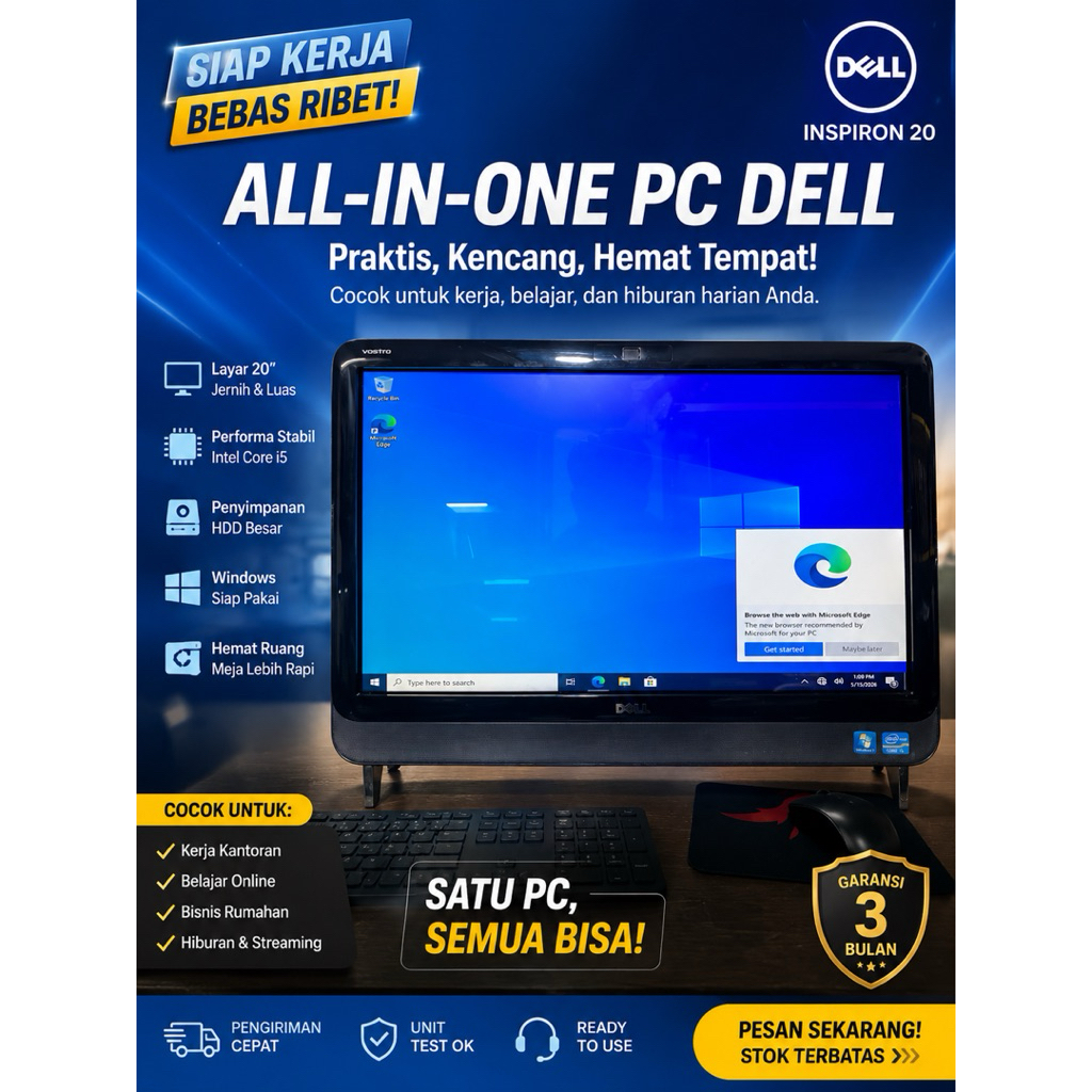 Dell Vostro All In   OnePC Intel Core i5 2400 RAM 12GB HDD 500GB Windows 10 toutcreen siap pakai