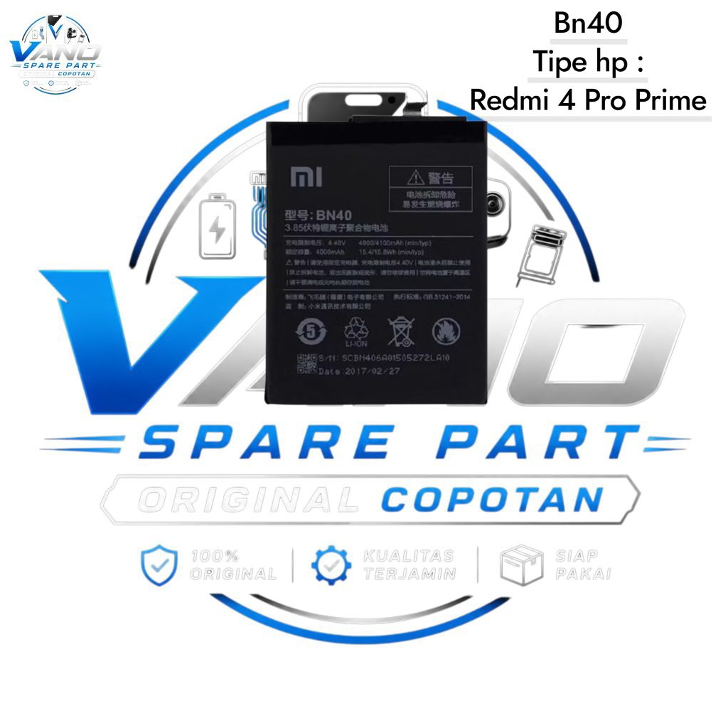 BATERAI BATRE XIAOMI REDMI 4 PRIME/4 PRO BN40 ORIGINAL COPOTAN