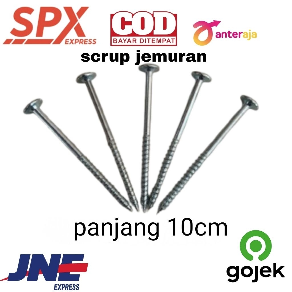 scrup jemuran lancip/baut jemuran lancip ukuran 10cm