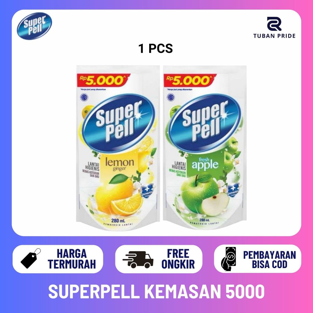 [TP] Superpell Pembersih Lantai Kemasan 5000 260 Gram Wangi Fresh Apple Lemon Super Pell Sachet 5000
