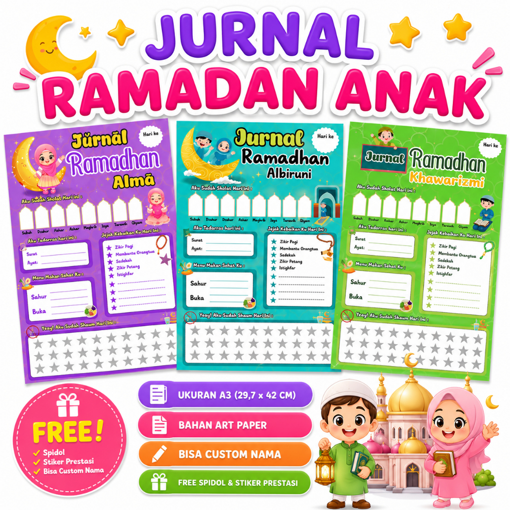 Jurnal Ramadhan Anak Kegiatan Anak Bulan Puasa Tracker For Kids Jadwal Sholat Anak