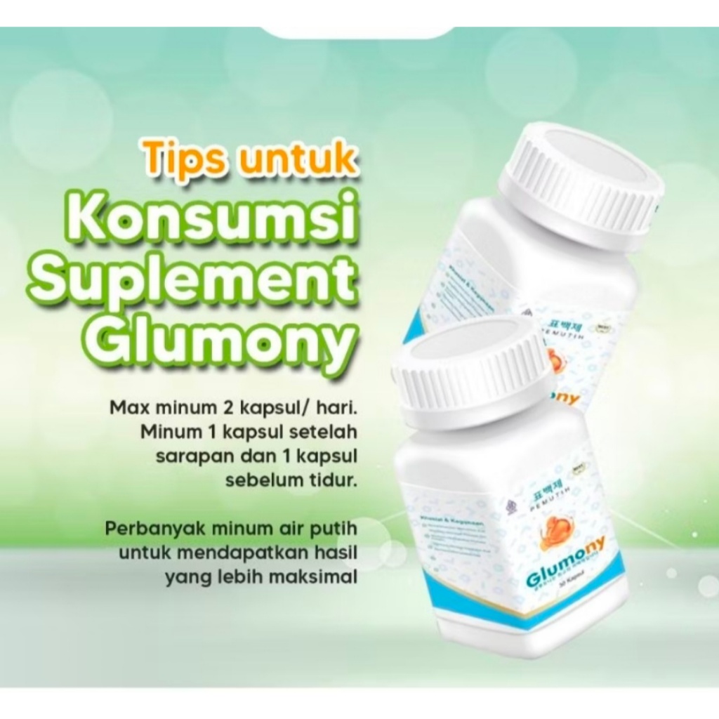 GLUMONY WHITENING KAPSUL PEMUTIH 10x LEBIH CEPAT BADAN WAJAH 100%