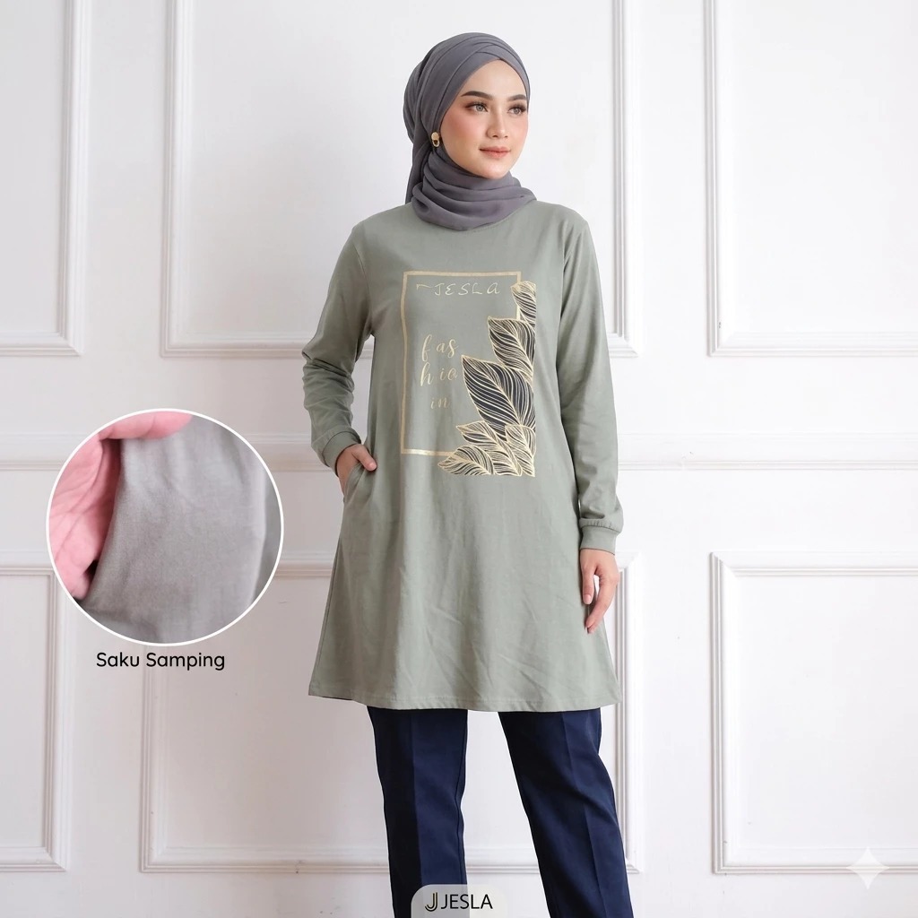 Baju Tunic Wanita Terbaru Ansa Tunik BO Size S M L XL XXL XXXL LD 90-130 CM Bahan Kaos Katun Combed 