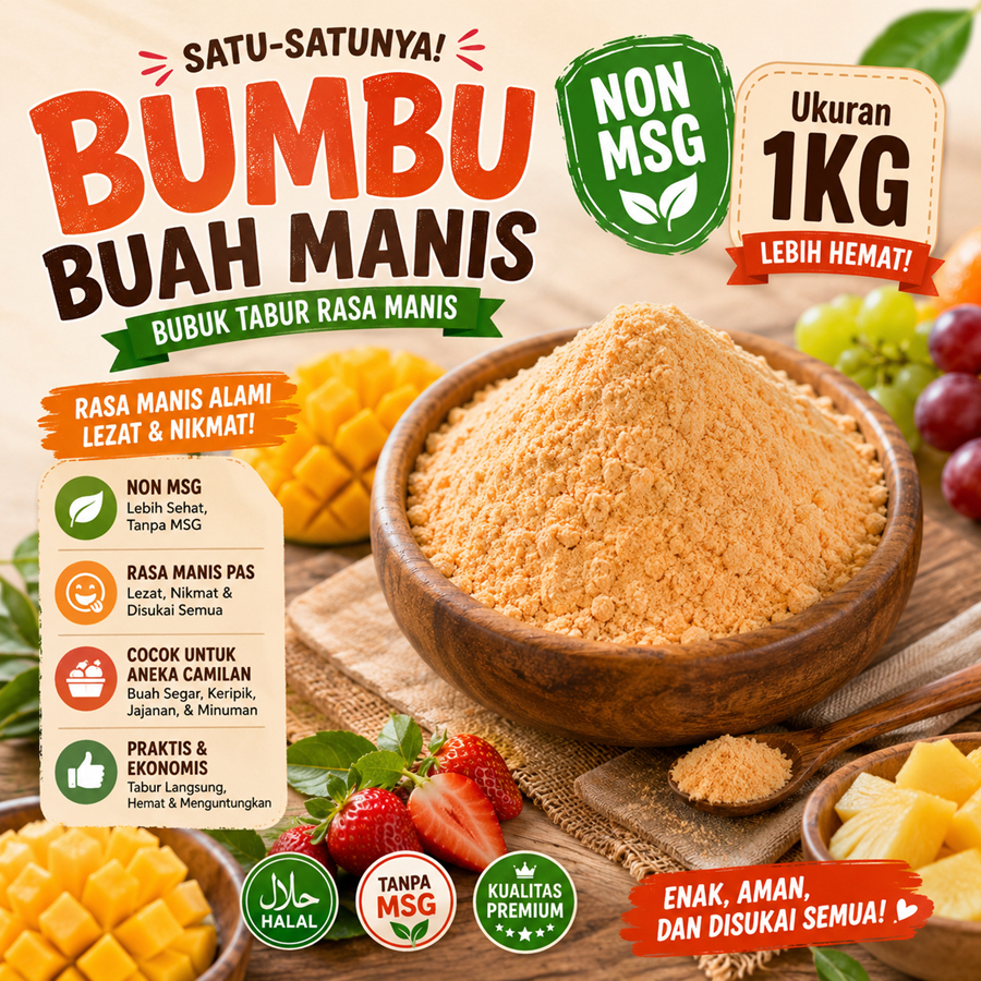 Bumbu Tabur NON MSG Bumbu Buah Manis 1 Kg Enak Murah Bubuk Tabur Rasa Manis No MSG Halal