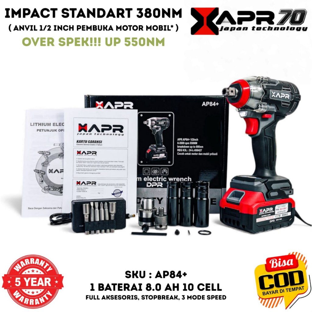 APR JAPAN BOR IMPACT WRENCH type AP84+ 550Nm upgrade dari mod M4KITA