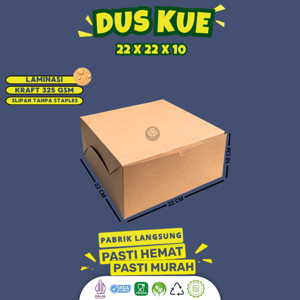 Dus 22x22 Bahan 325 Gsm Box 22x22 Dus Kue (B7K4-22X22X10 Cm)