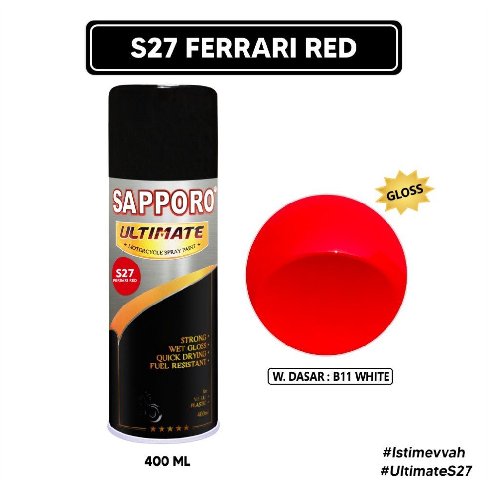 Pilox Cat Semprot Sapporo Ultimate S27 Red Ferrari Warna Merah Ferrari