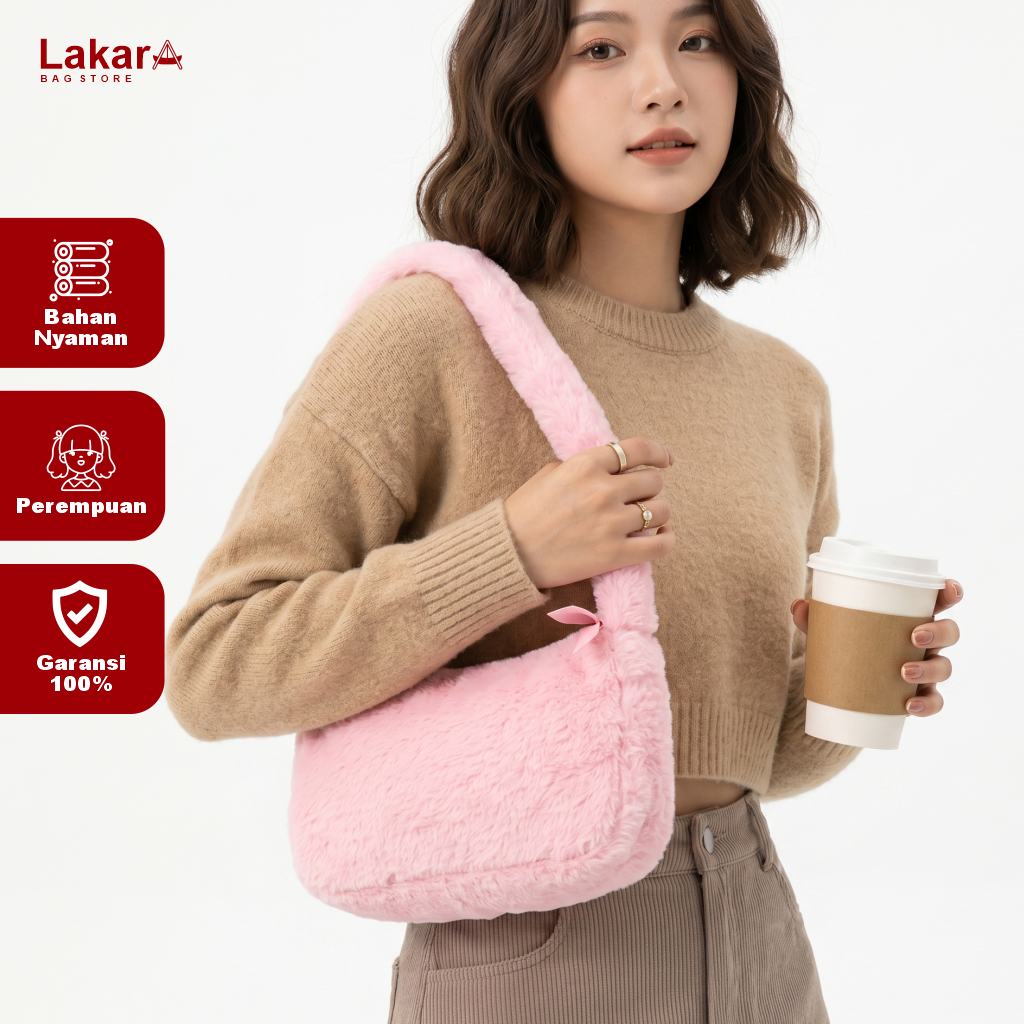 Tas Bahu Bulu Wanita Korea / Fur Shoulder Bag Fluffy / Tas Selempang Bulu Halus Import Lucu
